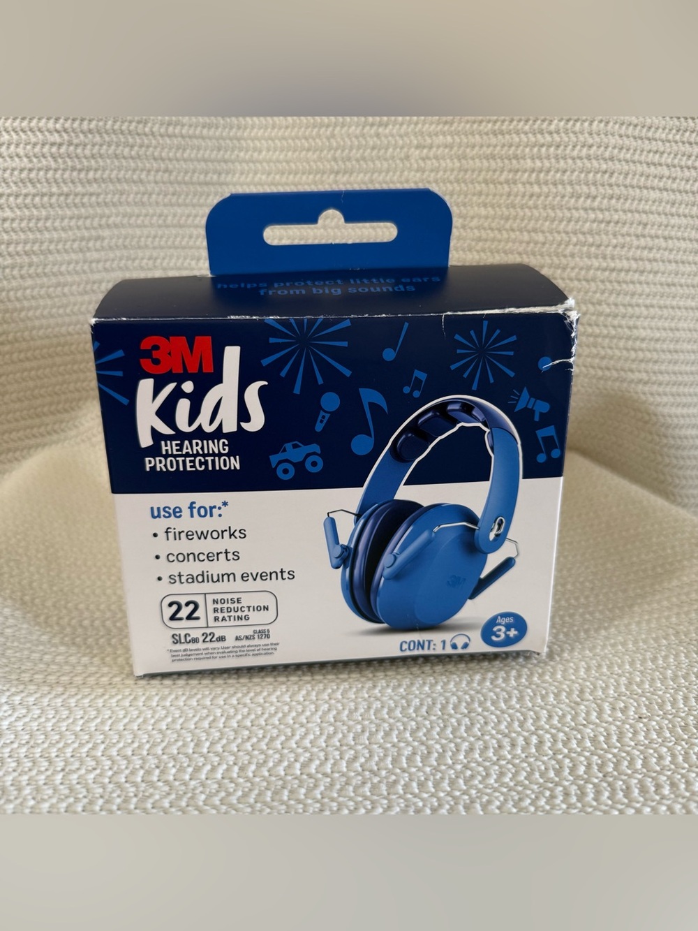3M Kids Hearing Protection Earmuffs Blue NRR 22 dB Ages 3+ New in Box